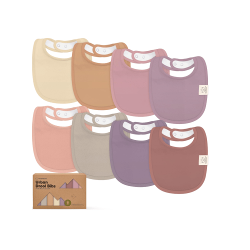 8-Pack Organic Baby Bibs for Boys, Girls - Soft Cotton Drooling and Teething Bibs for Baby Girl & Boy, Extra Absorbent, Easy to Clean & Put On for Toddler, Newborn, Infant 0-24 Months (Mauve)