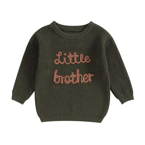 Toddler Baby Girl Boy Long Sleeve Knit Sweater Brothers Sisters Letter Embroidery Round Neck Pullover Fall Winter Tops