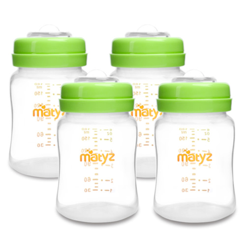 Matyz Wide Neck Breast Milk Collection and Storage Bottles - Can Be Used as a Baby Bottle with the Bonus Nipples - Leak Proof Design - Use One Bottle to Pump, Store & Feed