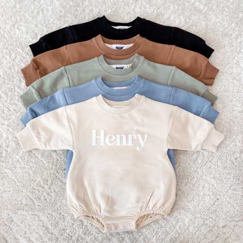 Personalized Baby Bubble Romper Sweatshirt • Custom Puff Name Bodysuit • 100% Cotton Newborn & Baby Gift