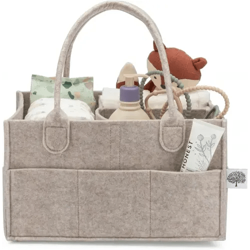 Parker Baby Diaper Caddy - Nursery Storage Bin and Car Organizer for Diapers and Baby Wipes - Oatmeal, Regular