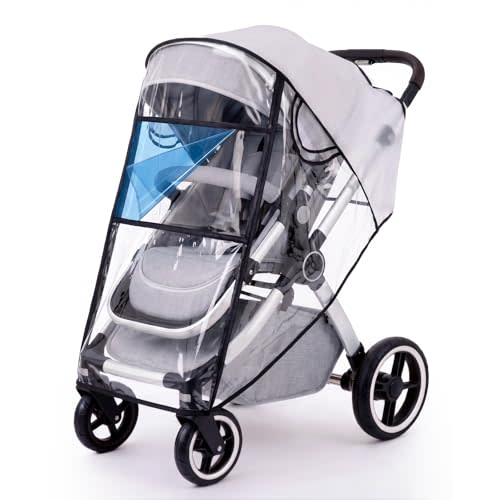 Clear Stroller Rain Cover, Universal Fit, Side Ventilation, Durable Clear | Waterproof Recessed Zipper Design, Breathable & Durable, Easy Access,Stroller Accessories Protects from Rain Wind Dust Snow