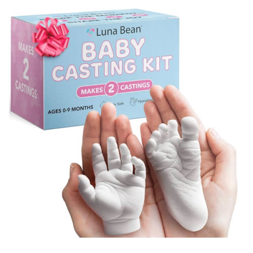 Luna Bean Baby Footprint and Hand Casting Kit (2 Pack) Personalized Baby Gifts for New Mom - Infant Newborn Foot Handprint Keepsake Mom to Be Gift