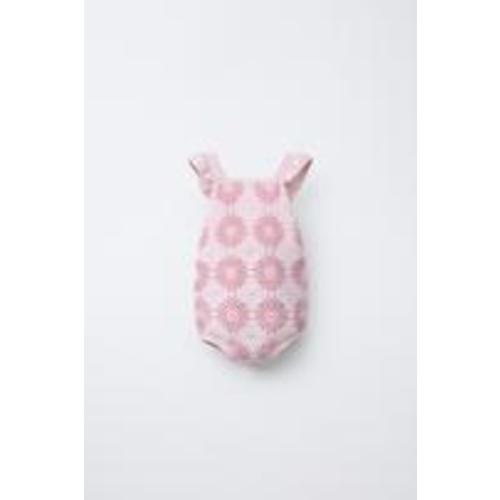 FLORAL CROCHET KNIT ROMPER - Light pink | ZARA United States