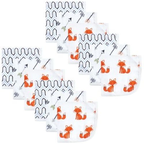 Hudson Baby Infant Boy Cotton Muslin Washcloths, Foxes, One Size