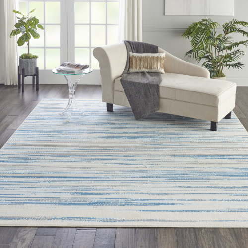 Nourison Jubilant Abstract Striped Blue 7' x 10' Area Rug, (7' x 10')