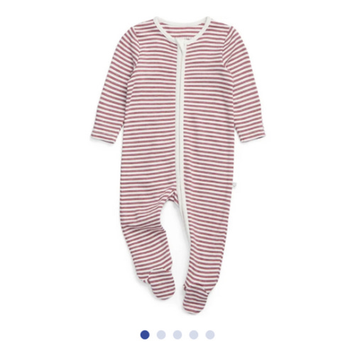 Stripe Two Way Zip-Up Sleepsuit Red Stripe 3-6 months