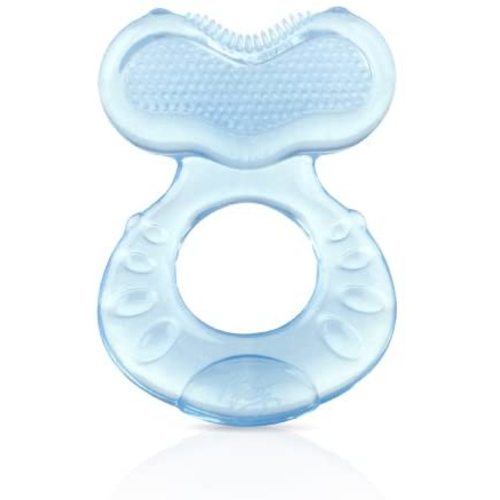 Nuby Silicone Teethe-eez Teether with Bristles, Includes Hygienic Case, Blue
