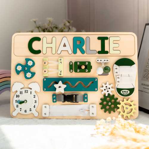Personalized Baby Busy Board, First Birthday Gift, Name Puzzle Gift, Toddler Toy, New Baby Girl & Boy Gift, Gifts For Kid, Baby Shower Gifts