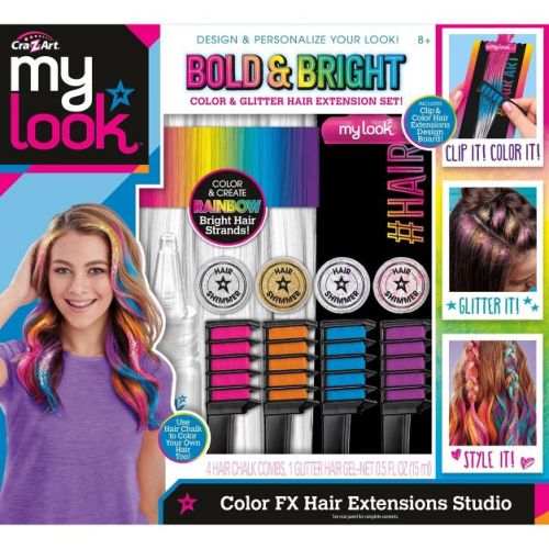 My Look Color Effects Bold & Bright Hair Extension Studio: Craft Activity Kit with Hair Clips