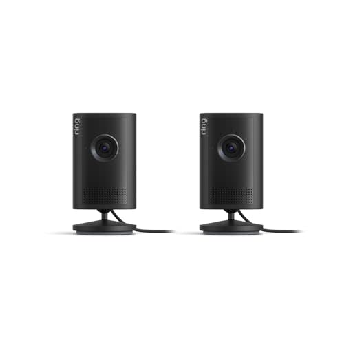 Ring Indoor Cam Plus (newest model), Home or business security, Retinal 2K for crisp, true-to-life video quality, 4x Enhanced Zoom, Low-Light Sight, 2-pack, Black