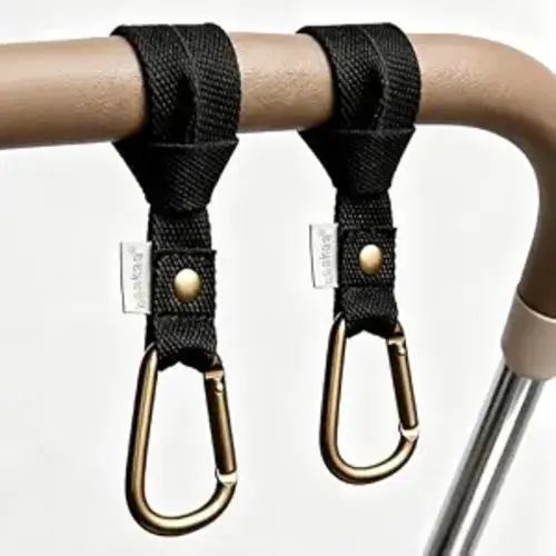 haakaa Baby Stroller Hooks for Bags丨Universal Stroller Clips and Hooks, Non-Slip with One-Hand Opening, Multipurpose Stroller Straps for Diaper Bags, Backpacks, Bikes & Shopping Carts - Black, 2 Pack