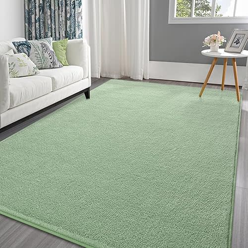 Pettop Area Rugs for Bedroom Living Room, 4x6 Light Green Thickened Memory-Foam Indoor Carpets, Modern Aesthetic Minimalist Super Soft Comfy Carpet for Boys Girls Adults Room Dorm Home Decor