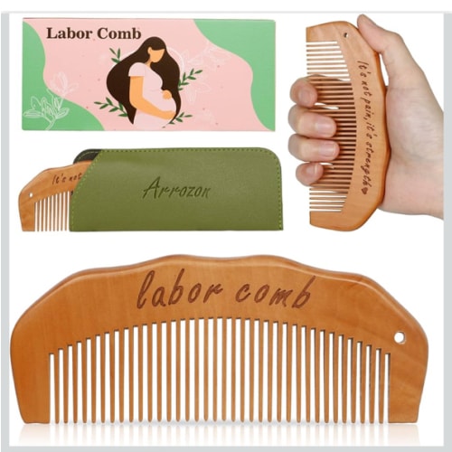 Arrozon Birth Comb for Women Labor, Wooden Labor comb Natural Labor and Delivery Essentials, Birthing Combs Hospital Bag Must Haves for Pregnant Women, Wood Comb Labor Gifts for Moms
