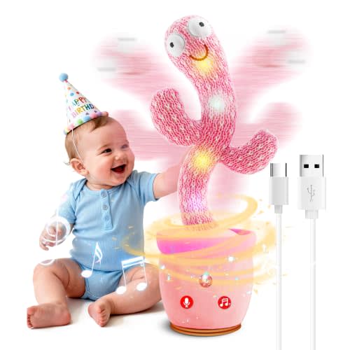 TWORIVER Rechargeable Dancing Talking Cactus Toy,Girls Toys for 18M+ | Interactive Toys,120 English Songs,Adjustable Volume,Recording & Singing,Birthday Gifts for Girl & Boy