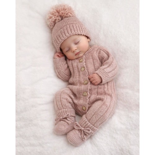 Baby Knit Jumper full buttoned newborn classic romper | MILA berry