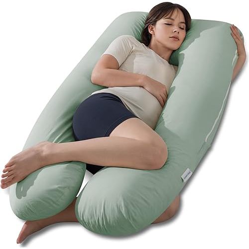 QUEEN ROSE U Shaped Body Pillow, Sage Green