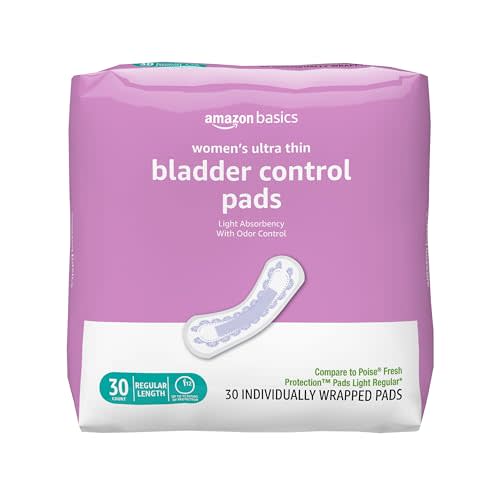 Amazon Basics Women's Incontinence Pads, Bladder Control & Postpartum, Light Absorbency, Unscented, 30 Count