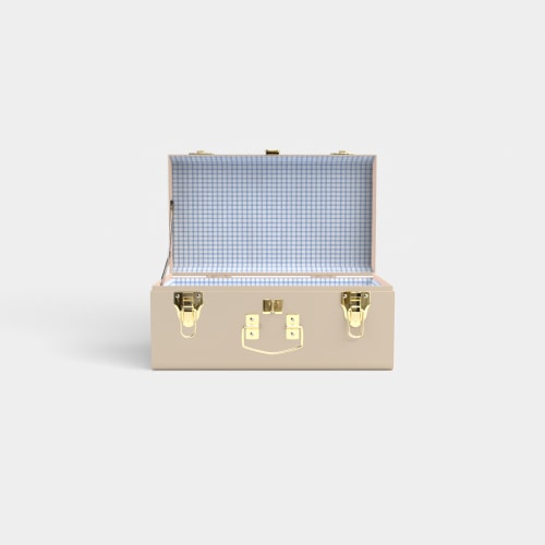 Mini Trunk - Beige - Picnic in Blue / Embroidery