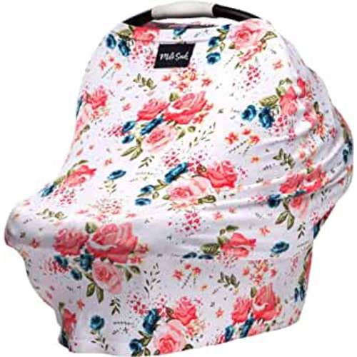 Milk Snob Original 5-in-1 Cover - Added Privacy for Breastfeeding, Baby Car Seat, Carrier, Stroller, High Chair, Shopping Cart, Lounger Canopy - Newborn Essentials, Nursing Top (Floral)