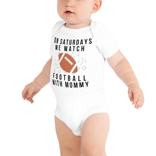 On Saturdays We Watch Football with Mommy - Baby short sleeve one piece