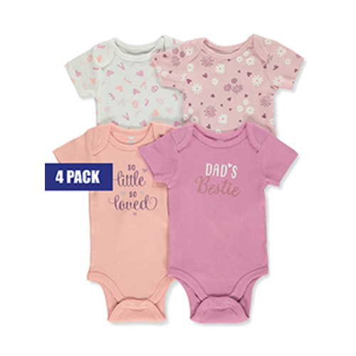 Koala Baby Baby Girls' 4-Pack Bodysuits