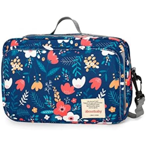 MOMIGO Baby Diaper Caddy Bag - Diaper Caddy Tote Baby Stroller Bag Nursery Storage Bin for Diapers, Wipes & Toys Mini Diaper Bag for Outdoor (Blue Flower