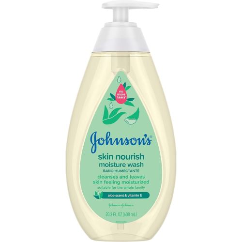 Johnson's Skin Nourishing Moisture Baby Body Wash with Aloe Scent & Vitamin E, Hypoallergenic & Tear Free Bath Wash for The Whole Family, Paraben- & Sulfate-Free, 20.3 fl. oz