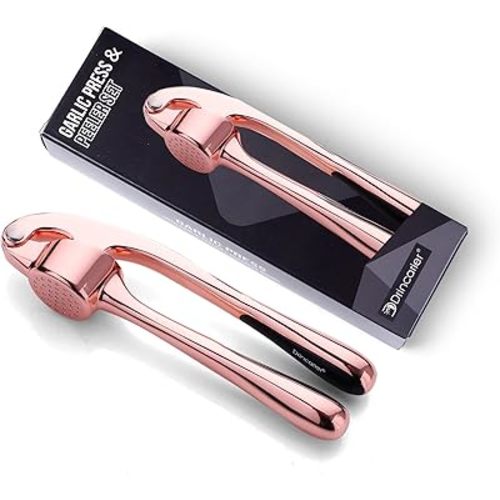 Kitchen Garlic Press, Rust Proof & Dishwasher Safe Garlic Mincer, Durable Garlic Crusher, Easy to Clean and Squeeze, Rose