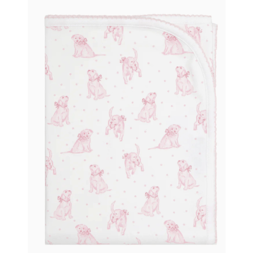 Pink Puppy Love Print Blanket