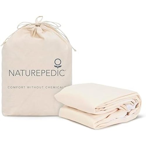 Naturepedic Organic Waterproof Mattress Protector Pad - Washable & Reusable Fitted Stretch Knit Mattress Cover - Highly Absorbent Bed Incontinence Pads - Breathable Cotton Protector for Queen, 9"-16"