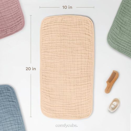 Muslin Burp Cloths Large 100% Cotton by Comfy Cubs - Cream, Pack of 6