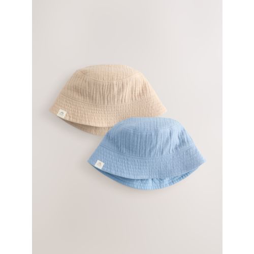 Blue and Beige Baby Bucket Hats 2 Pack (0mths-2yrs)