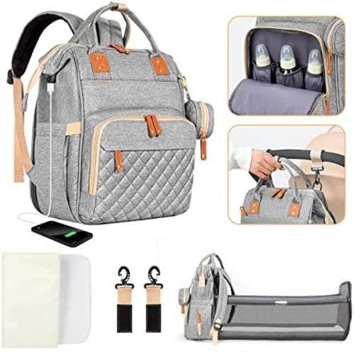Leogreen 3 in 1 Diaper Bag Backpack with USB Charging Port, Pacifier Case, Stroller Straps, Thermal Pockets, Multi-Functional Large Waterproof Travel Baby Nappy Bags