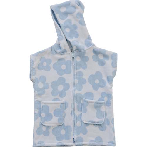 Coastal Floral Zip-Up Organic Cotton Beach Poncho – Mebie Baby