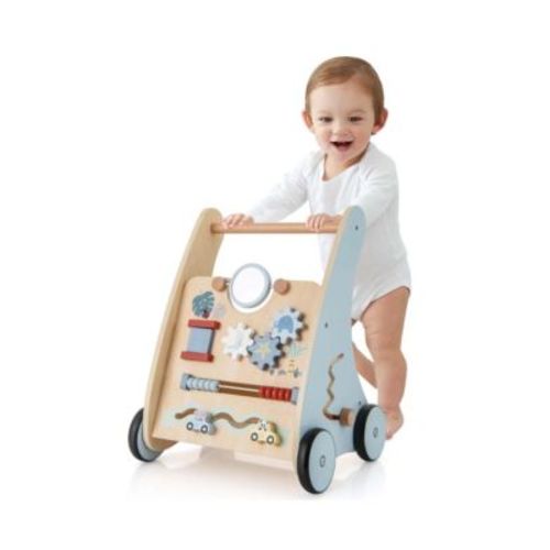 Wooden Baby Walker Push & Pull Walker with Multi-Activity Center