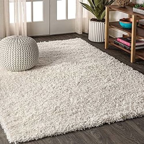 JONATHAN Y Mercer Shag Plush Cream Indoor Area Rug, 5x8, Contemporary, Modern, Easy-Cleaning for Living Room, Bedroom, Kitchen, Pet Friendly, Non-Shedding (MCR106D-5)