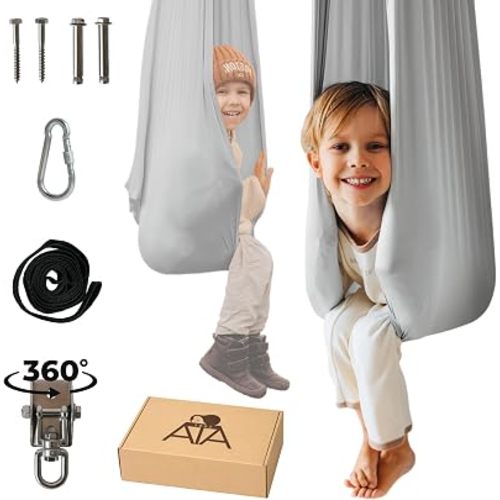 Sensory Swing for Kids & Adults (300 lb Capacity) - Indoor & Outdoor Therapy Swing - Soft Calming Hug Effect for ADHD, Autism & Sensory Seekers - Hardware Included