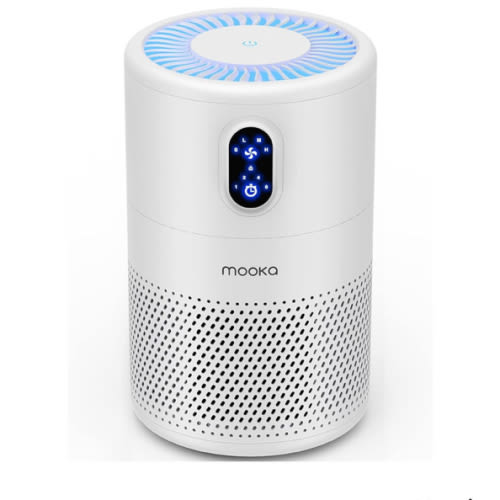 MOOKA Air Purifiers for Home Large Room up to 1076 ft², H13 True HEPA Air Filter Cleaner, Odor Eliminator, Remove Smoke Dust Pollen Pet Dander, Night Light(Available for California)