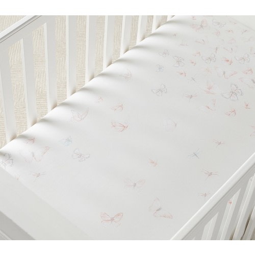 Monique Lhuillier Ethereal Butterfly Organic Sateen Crib Fitted Sheet