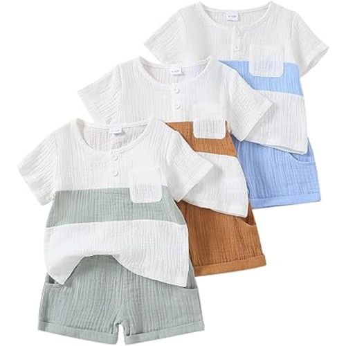 Baby Boy Clothes Short Sleeve Top with Pants Baby Boy Summer Clothes 6-Pack