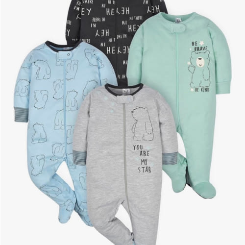 Gerber baby-boys 4 Pack Sleep 'N Play Footie