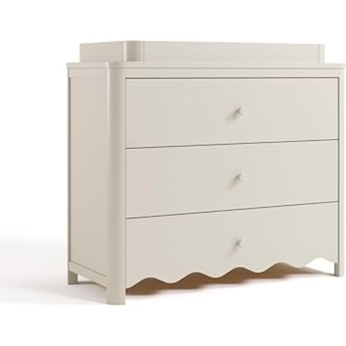 Storkcraft Casablanca 3 Drawer Chest with Removable Changing Topper (Frosted Oat) – GREENGUARD Gold Certified Wood Dresser for Baby & Kids, Interlocking Drawer System for Safety