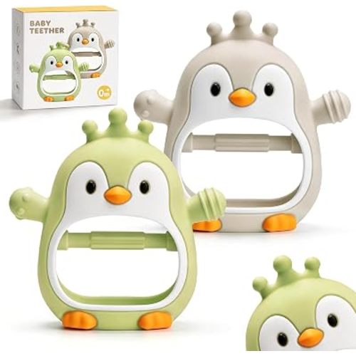 2 Pack Baby Teething Toys 3-6 6-12 Months, BPA Free Silicone Teether Mitten