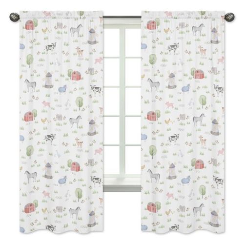 Sweet Jojo Designs Window Curtain Panels 84 inch Farm Animals Multicolor
