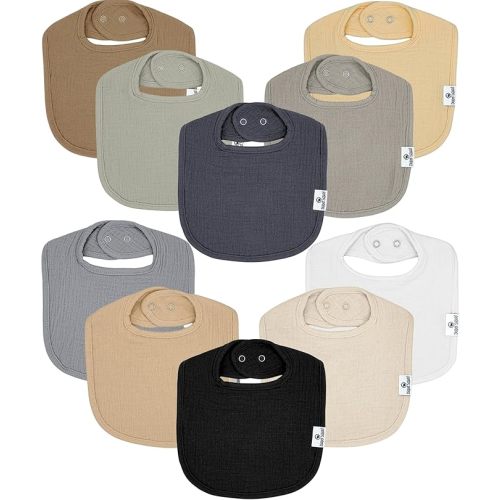 Diaper Squad 10-Pack 100% Organic Muslin Cotton Baby Bibs for Baby Boy, Girl