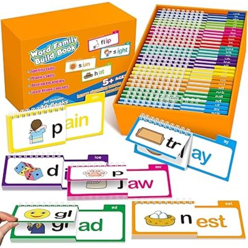 Phonics Flash Cards Word Family Build Book,Learn to Read 30 Read and Rhyme Flip Books,Sight Words Flash Cards Kindergarten Phonics Flip Books for Kids Classroom Homeschool Preschool Learning Activity