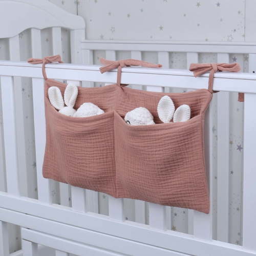 Baby Crib Hanging Organizer With 5 Pockets For Diapers Toys Nursery Storage Light Blue
