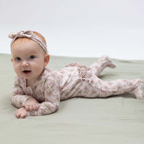 Edith's Rose Garden - 2 Way Ruffle Back Zipper Footie