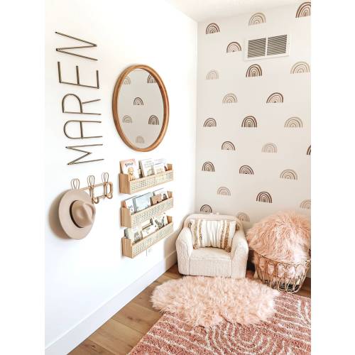 Nursery Wall Bookshelf | Rattan Floating Shelf | Boho Decor | Kids Room Shelves